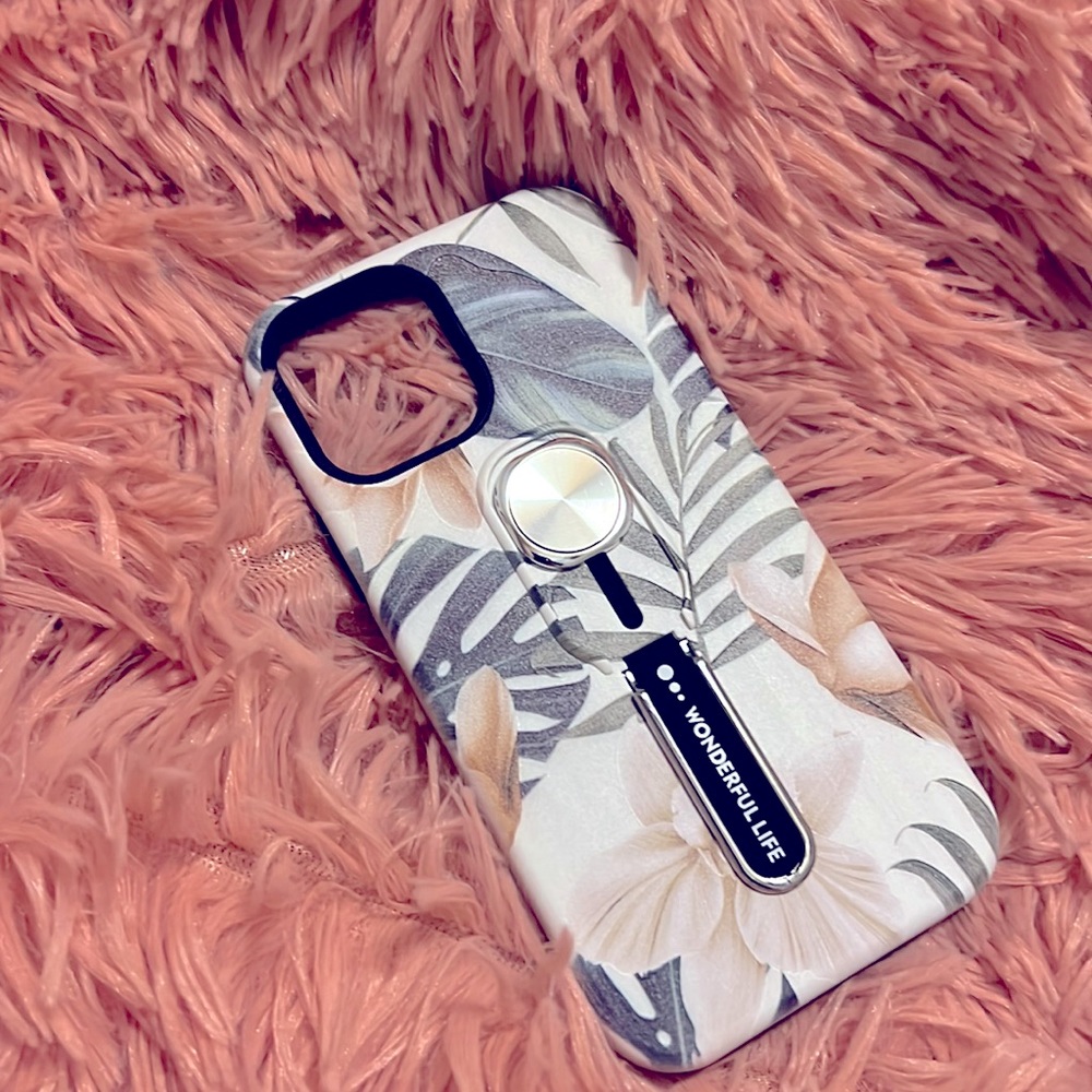 Never Used iPhone 12 Pro tropical case with retractable finger loop